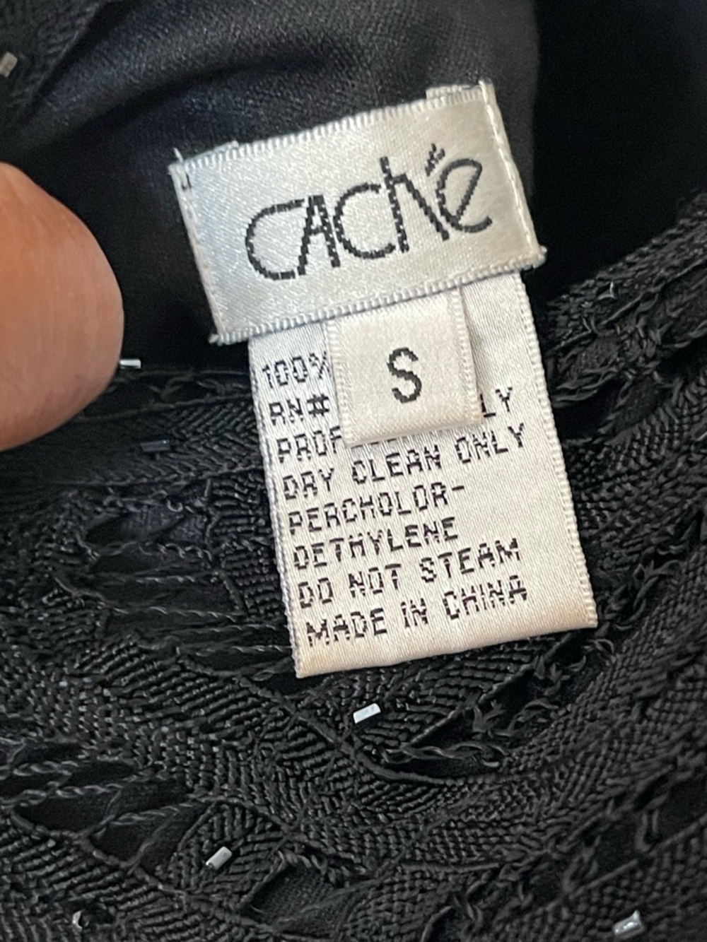 CACHE | Black Beaded Lace Midi Dress Sz S - Picture 9 of 10